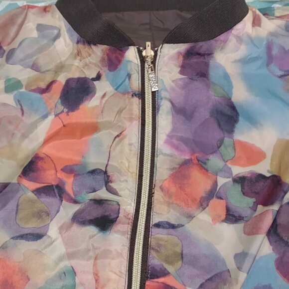 ZHEJIANG GARDA REVERSIBLE BOMBER JACKET WINDBREAKER PASTEL FLORAL AND BROWN XXL - Picture 6 of 15